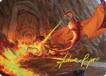 Smaug's Fury Art Card (Gold-Stamped Signature) (ASHOB-018) - [Art Series: The Hobbit]