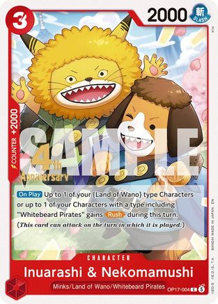 Inuarashi & Nekomamushi (OP17-004) - The World's Strongest Warriors Release Event Cards