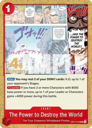 The Power to Destroy the World (OP17-018) - The World's Strongest Warriors Release Event Cards