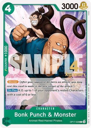Bonk Punch & Monster (OP17-028) - The World's Strongest Warriors Release Event Cards
