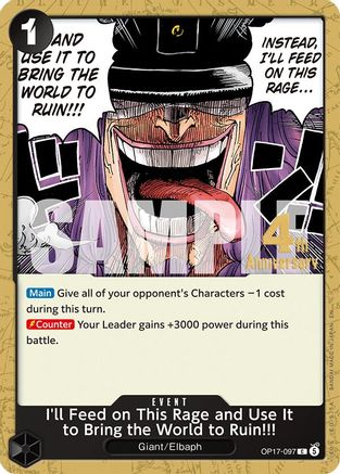 I'll Feed on This Rage and Use It to Bring the World to Ruin!!! (OP17-097) - The World's Strongest Warriors Release Event Cards