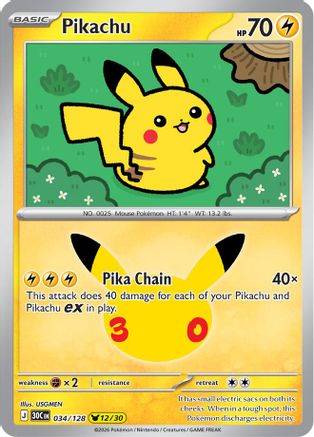 Pikachu (34/128) [ME 30th Celebration] Holofoil