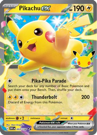 Pikachu ex (53/128) [ME 30th Celebration] Holofoil