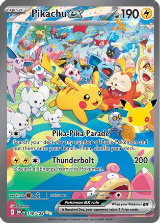 Pikachu ex (149/128) [ME 30th Celebration] Holofoil