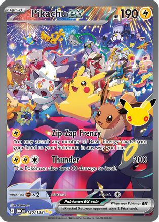Pikachu ex (150/128) [ME 30th Celebration] Holofoil