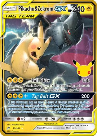Pikachu & Zekrom GX (33/181) [ME 30th Celebration Classic Collection] Holofoil
