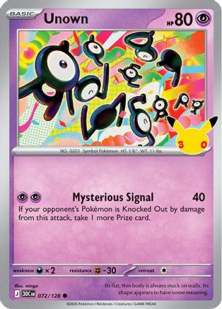 Unown (72/128) [ME 30th Celebration] Holofoil