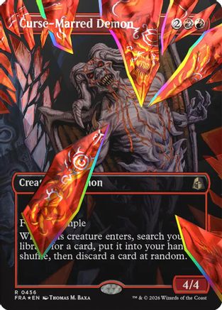 Curse-Marred Demon (Borderless) (Facet Foil) (FRA-456) - [Reality Fracture] Foil