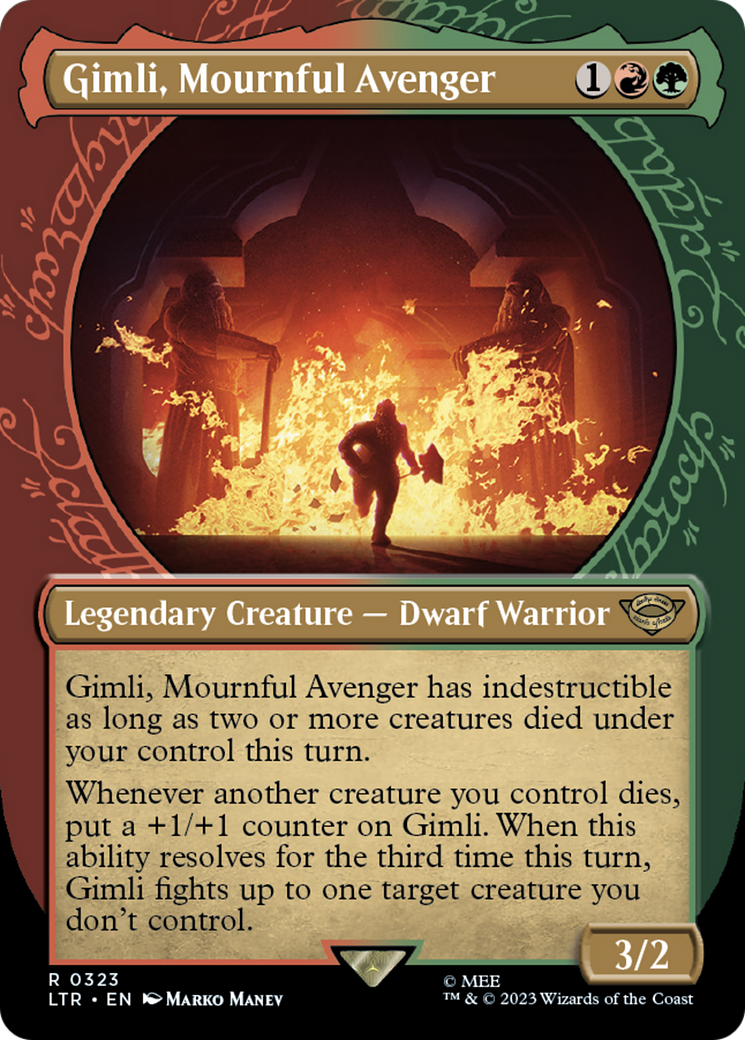 Gimli, Mournful Avenger (LTR-323) - [The Lord of the Rings: Tales of Middle-earth]: (Showcase) (Borderless) Foil