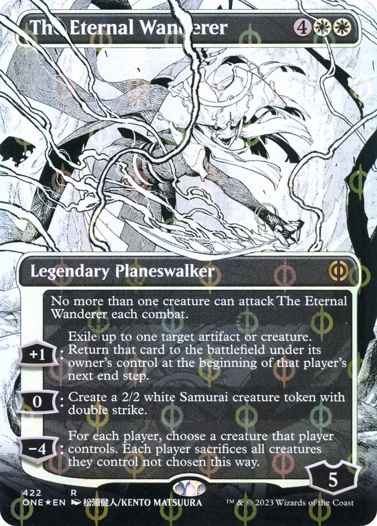 The Eternal Wanderer (ONE-422) - [Phyrexia: All Will Be One]: (Showcase) (Borderless) Foil
