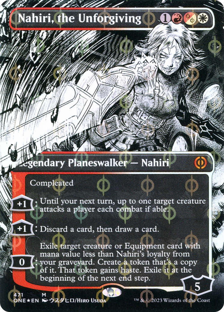 Nahiri, the Unforgiving (ONE-471) - [Phyrexia: All Will Be One]: (Showcase) (Borderless) Foil