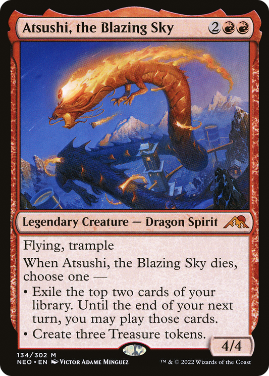 Atsushi, the Blazing Sky (NEO-134) - [Kamigawa: Neon Dynasty] Foil