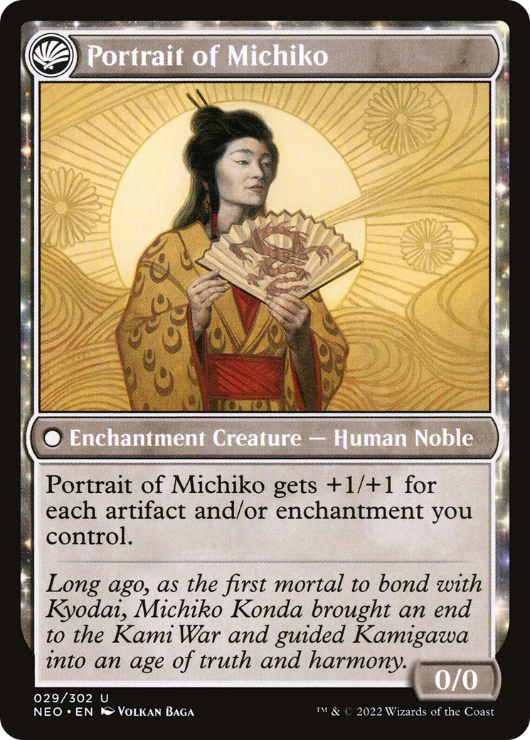 Michiko's Reign of Truth // Portrait of Michiko (NEO-029) - [Kamigawa: Neon Dynasty]: (fandfc, enchantment)