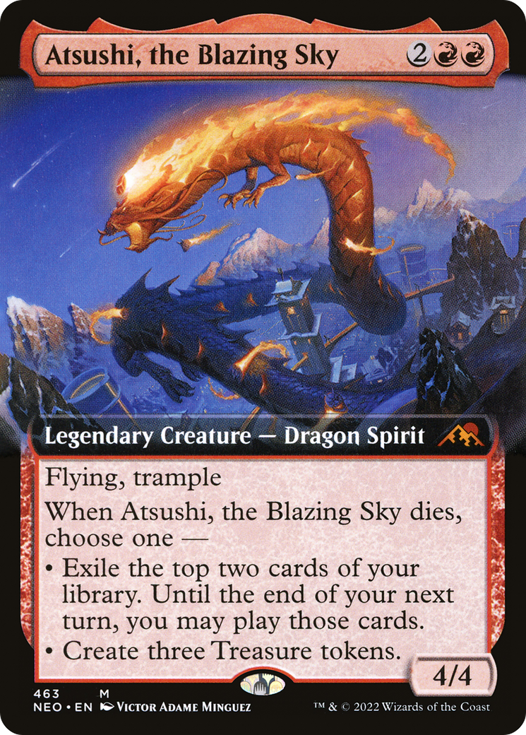 Atsushi, the Blazing Sky (NEO-463) - [Kamigawa: Neon Dynasty]: (Extended Art) Foil