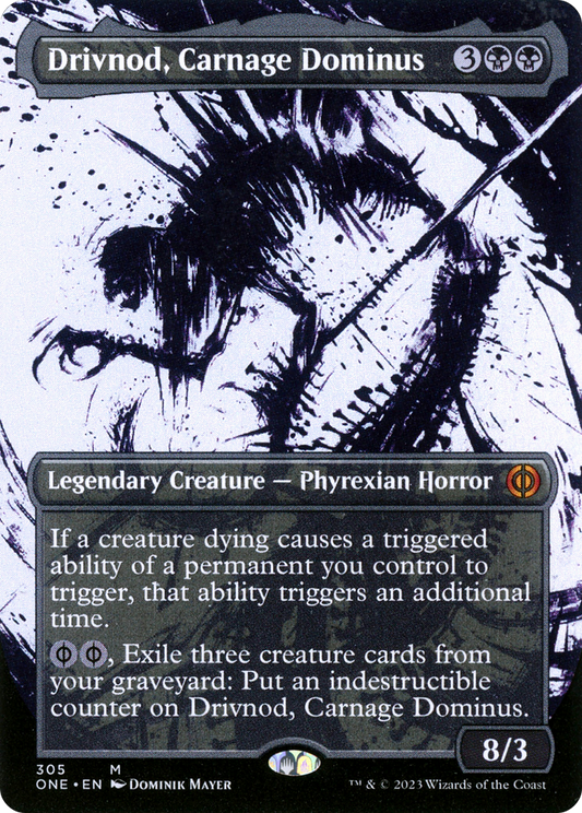 Drivnod, Carnage Dominus (ONE-305) - [Phyrexia: All Will Be One]: (Showcase) (Borderless) Foil