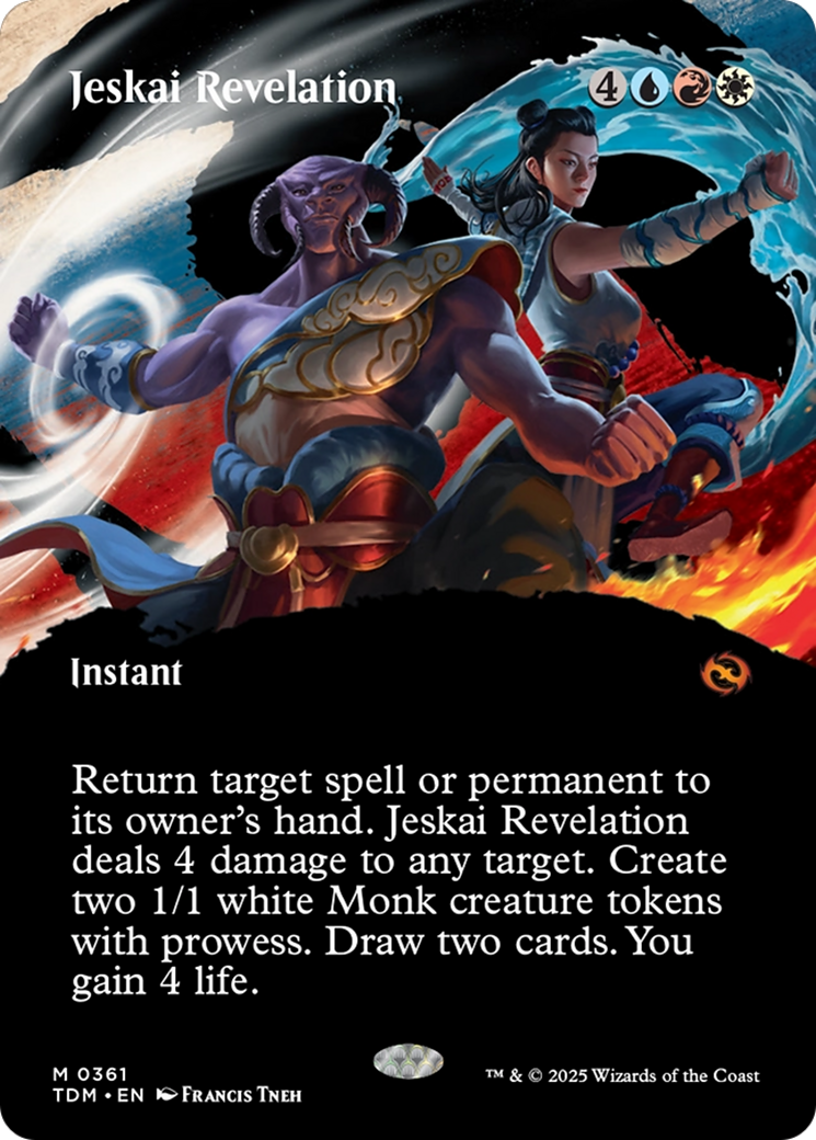 Jeskai Revelation (Borderless) (TDM-361) - [Tarkir: Dragonstorm]: (Showcase) (Borderless) Foil