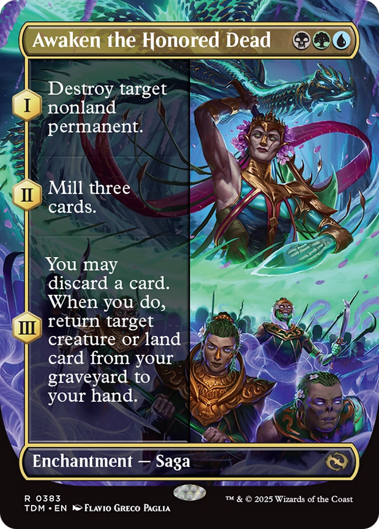 Awaken the Honored Dead (Borderless) (TDM-383) - [Tarkir: Dragonstorm]: (enchantment) (Borderless) Foil