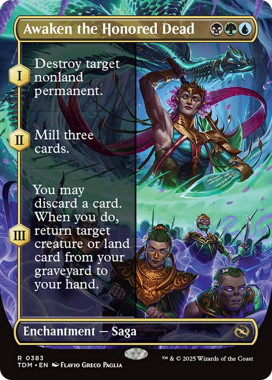Awaken the Honored Dead (Borderless) (TDM-383) - [Tarkir: Dragonstorm]: (enchantment) (Borderless)