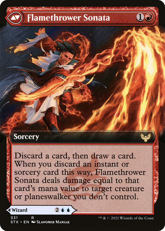 Torrent Sculptor // Flamethrower Sonata (STX-331) - [Strixhaven: School of Mages]: (Extended Art) Foil