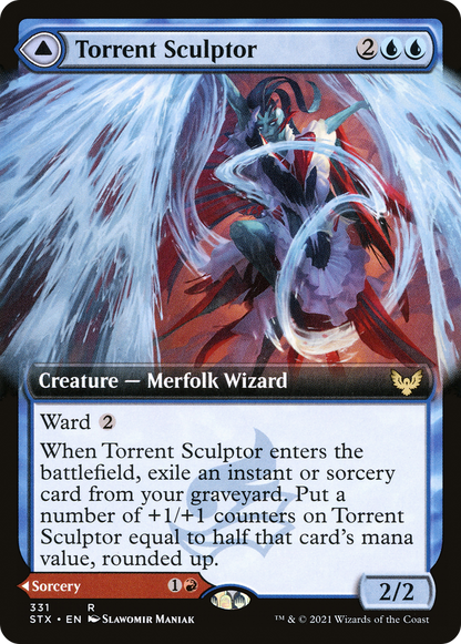Torrent Sculptor // Flamethrower Sonata (STX-331) - [Strixhaven: School of Mages]: (Extended Art) Foil