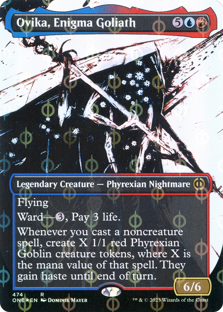 Ovika, Enigma Goliath (ONE-474) - [Phyrexia: All Will Be One]: (Showcase) (Borderless) Foil