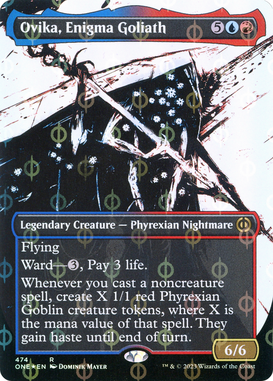 Ovika, Enigma Goliath (ONE-474) - [Phyrexia: All Will Be One]: (Showcase) (Borderless) Foil