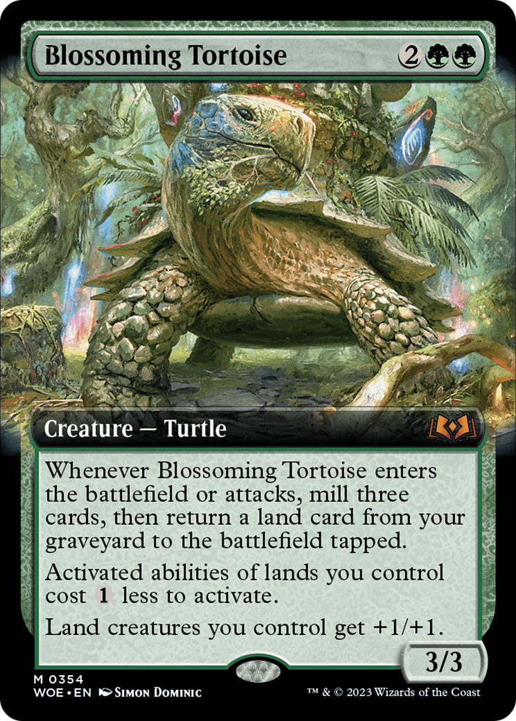 Blossoming Tortoise (Extended Art) (WOE-354) - [Wilds of Eldraine]: (Extended Art) Foil