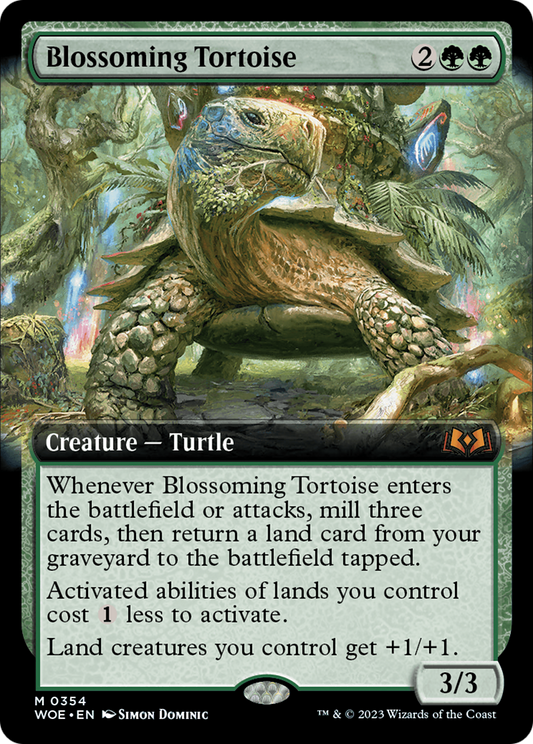 Blossoming Tortoise (Extended Art) (WOE-354) - [Wilds of Eldraine]: (Extended Art)