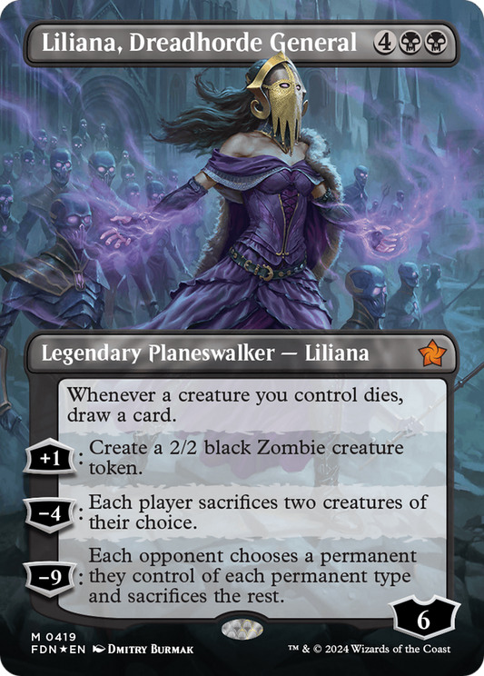 Liliana, Dreadhorde General (FDN-419) - [Foundations] (Borderless) Foil