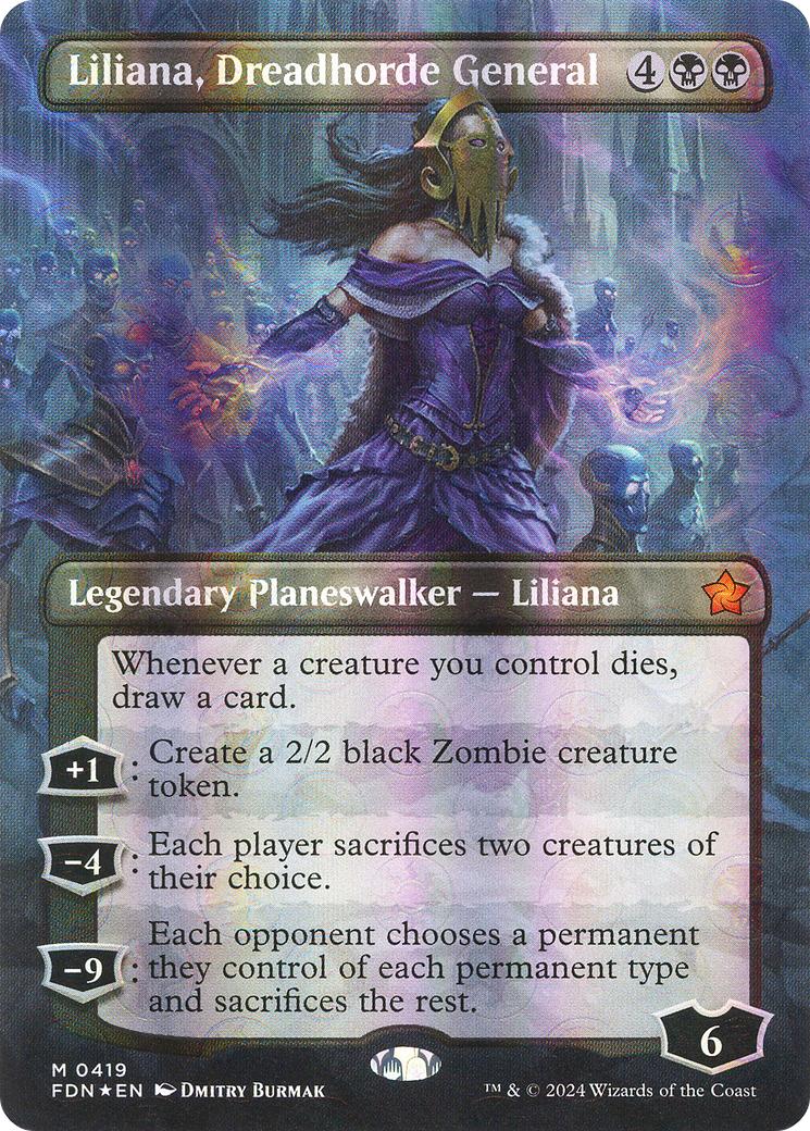 Liliana, Dreadhorde General (FDN-419) - [Foundations] (Borderless) Foil