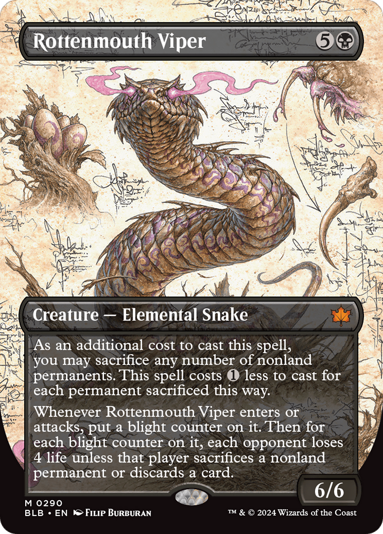 Rottenmouth Viper (BLB-290) - [Bloomburrow]: (Showcase) (Borderless) Foil