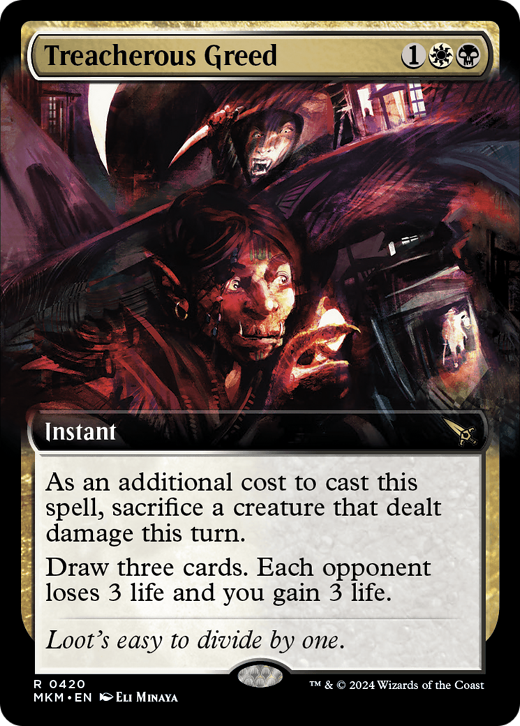 Treacherous Greed (MKM-420) - [Murders at Karlov Manor]: (Extended Art) Foil
