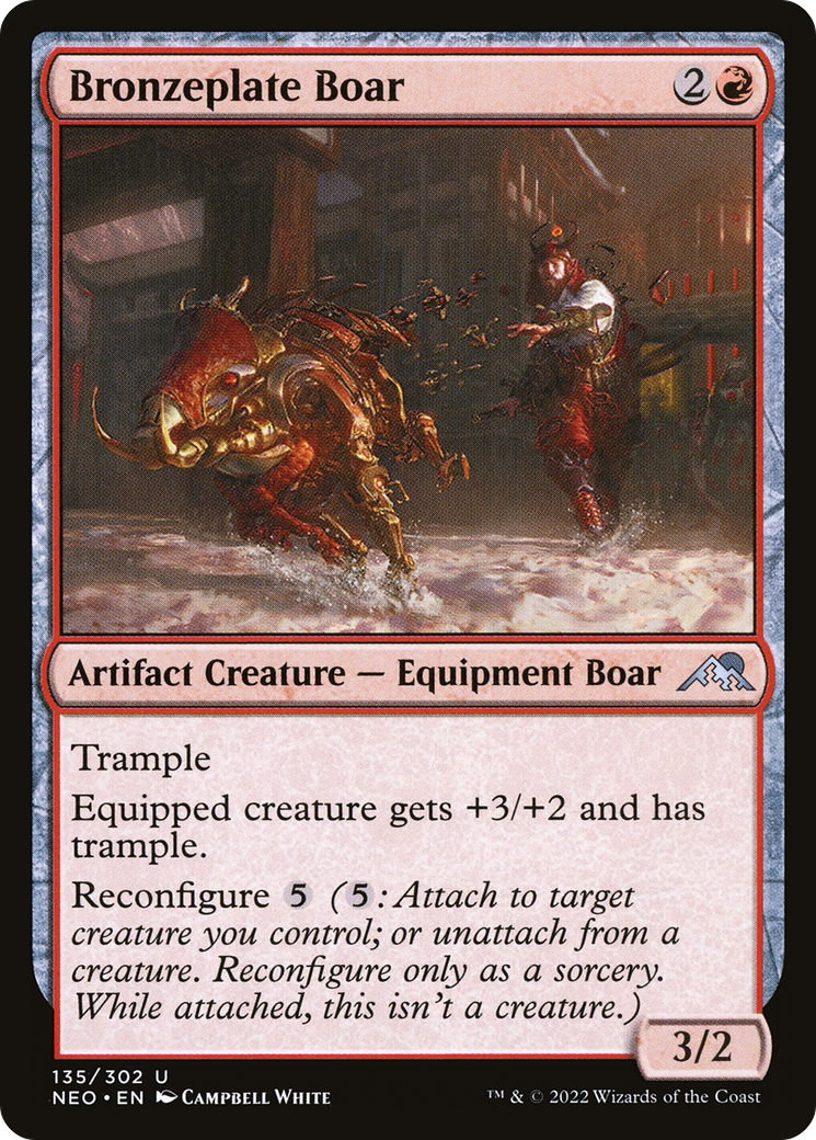 Bronzeplate Boar (NEO-135) - [Kamigawa: Neon Dynasty] Foil