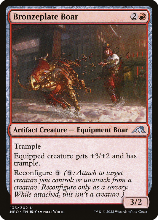 Bronzeplate Boar (NEO-135) - [Kamigawa: Neon Dynasty] Foil