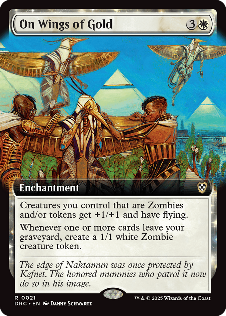 On Wings of Gold (DRC-021) - [Commander: Aetherdrift]: (enchantment, Extended Art)