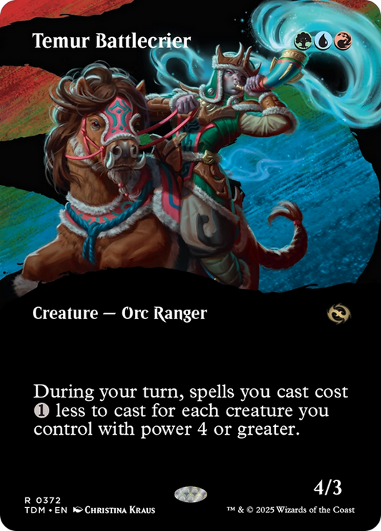 Temur Battlecrier (Borderless) (TDM-372) - [Tarkir: Dragonstorm]: (Showcase) (Borderless) Foil