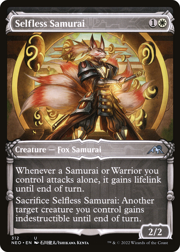 Selfless Samurai (NEO-312) - [Kamigawa: Neon Dynasty]: (Showcase) Foil