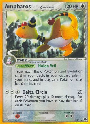 Ampharos (1/101) (Espèce Delta) [EX : Dragon Frontiers] 
