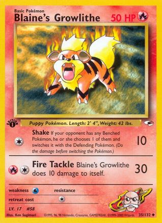 Blaine's Growlithe (35) 35/132 - [Gym Heroes] 1st Edition