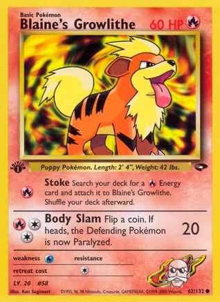 Blaine's Growlithe 62/132 - [Gym Challenge] 1st Edition