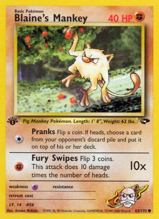 Blaine's Mankey 63/132 - [Gym Challenge] 1st Edition