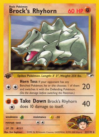 Brock's Rhyhorn (22) 22/132 - [Gym Heroes] 1st Edition