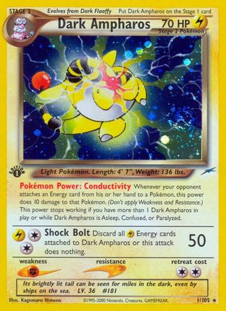 Dark Ampharos 1/105 - [Neo Destiny] 1st Edition Holofoil