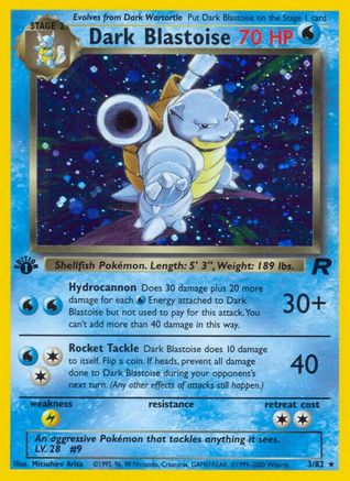 Dark Blastoise (3) 3/82 - [Team Rocket] 1st Edition Holofoil