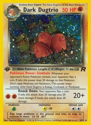 Dark Dugtrio (6) 6/82 - [Team Rocket] 1st Edition Holofoil