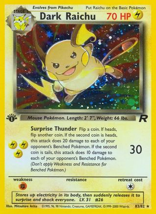 Dark Raichu 83/82 - [Team Rocket] 1st Edition Holofoil