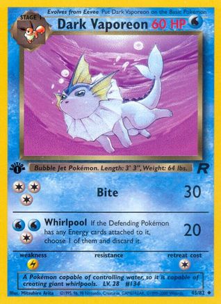Dark Vaporeon 45/82 - [Team Rocket] 1st Edition