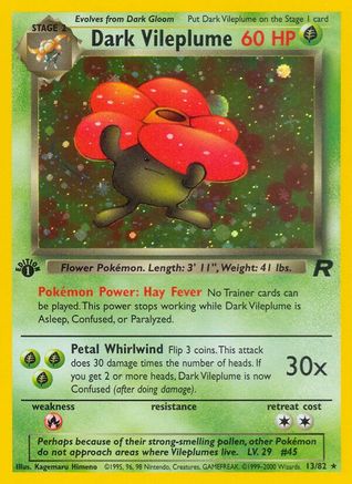 Dark Vileplume (13) 13/82 - [Team Rocket] 1st Edition Holofoil