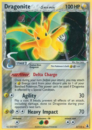 Dragonite (3/113) (Espèce Delta) (Estampillé) [EX : Espèce Delta] 
