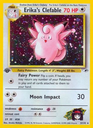 Erika's Clefable 3/132 - [Gym Heroes] 1st Edition Holofoil